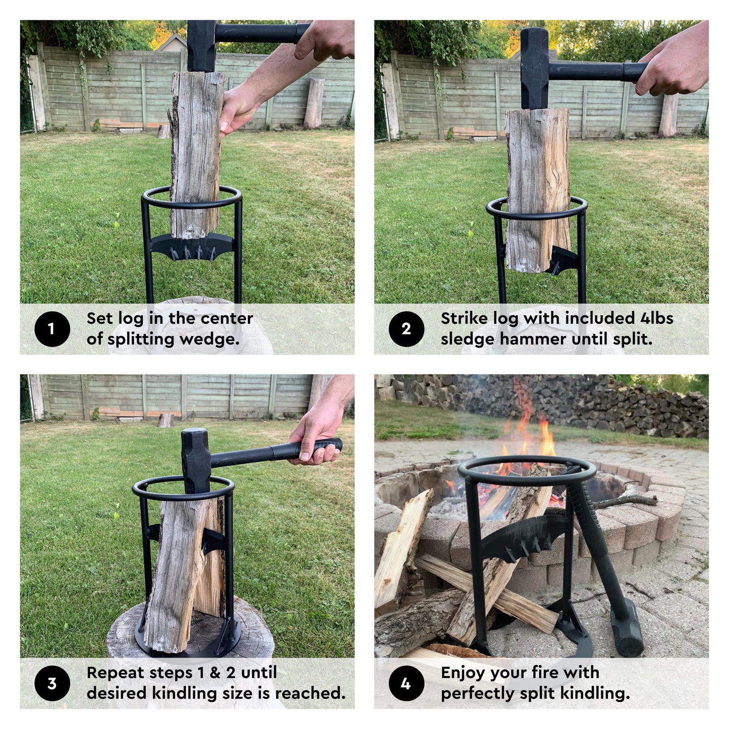 Large Wood Kindling Splitter with 4 lbs Hammer/Mallet