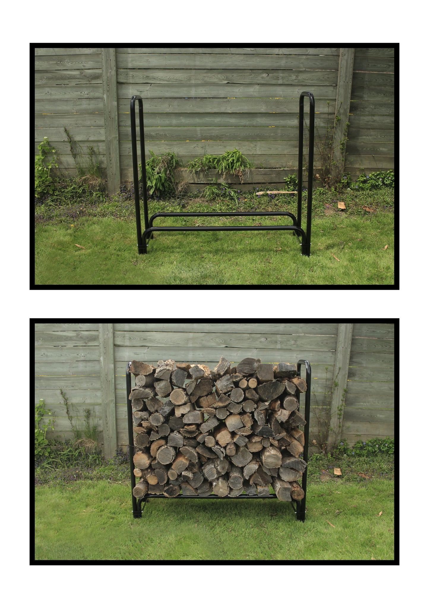 BLUE HOME 4' Heavy Duty Indoor Outdoor Firewood Storage Rack