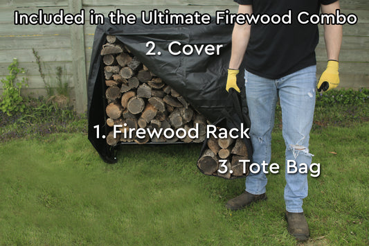 BLUE HOME 4' Heavy Duty Indoor Outdoor Firewood Storage Rack