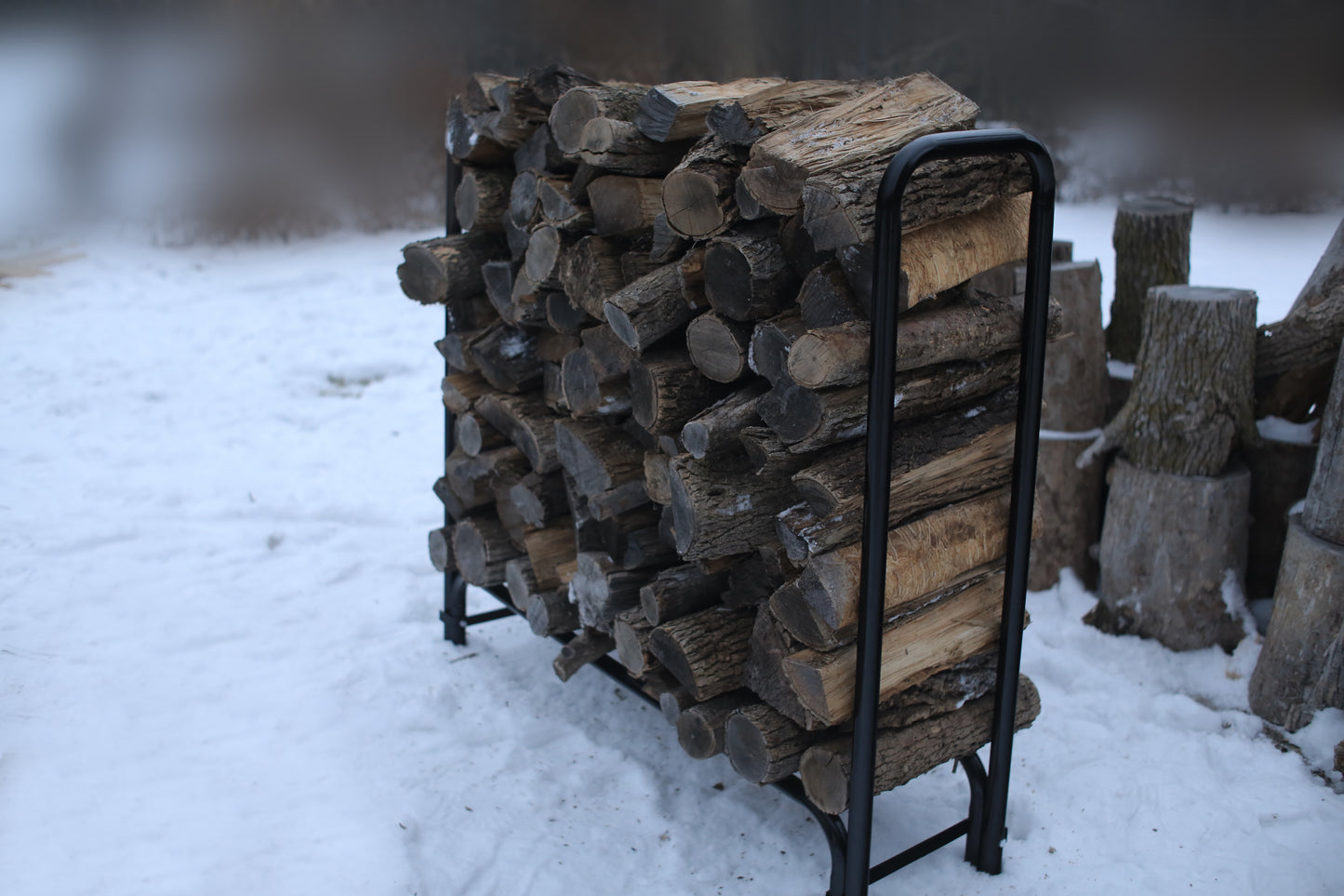BLUE HOME 4' Heavy Duty Indoor Outdoor Firewood Storage Rack