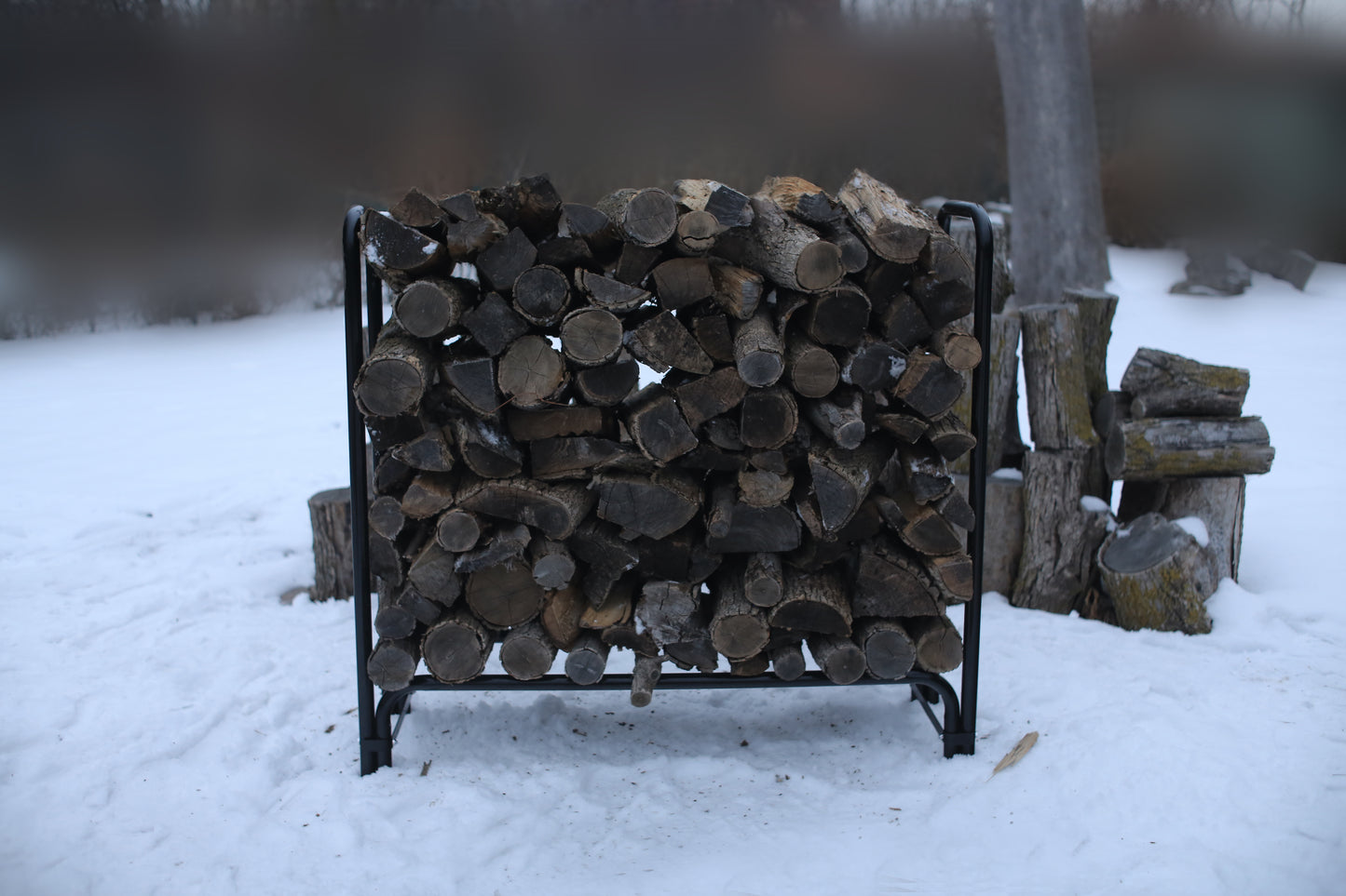 BLUE HOME 4' Heavy Duty Indoor Outdoor Firewood Storage Rack