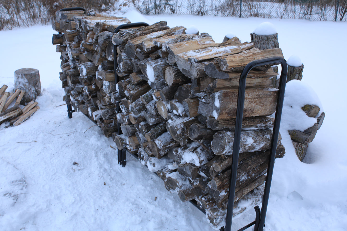 BLUE HOME 8' Heavy Duty Indoor Outdoor Firewood Storage Rack